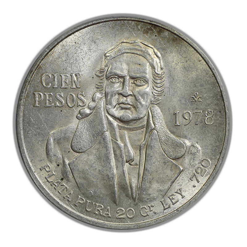 1978-Mo Doubled Die Obverse Mexico Silver 100P Cien Pesos PCGS MS63 KM-483.2 DDO