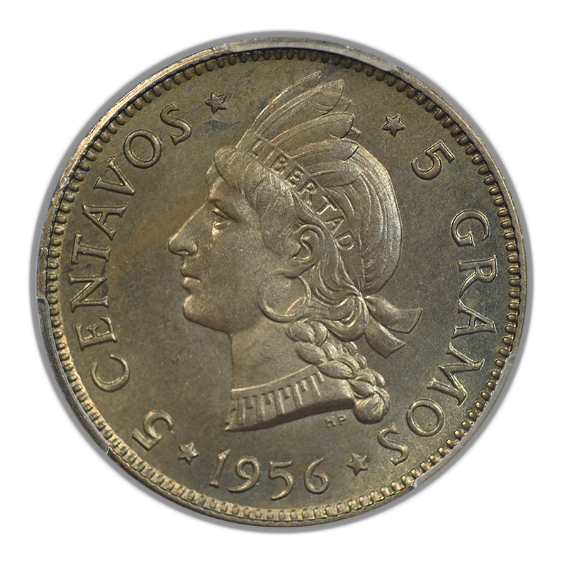 1956 Dominican Republic 5C Centavos PCGS MS65
