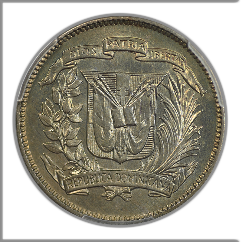 1956 Dominican Republic 5C Centavos PCGS MS65