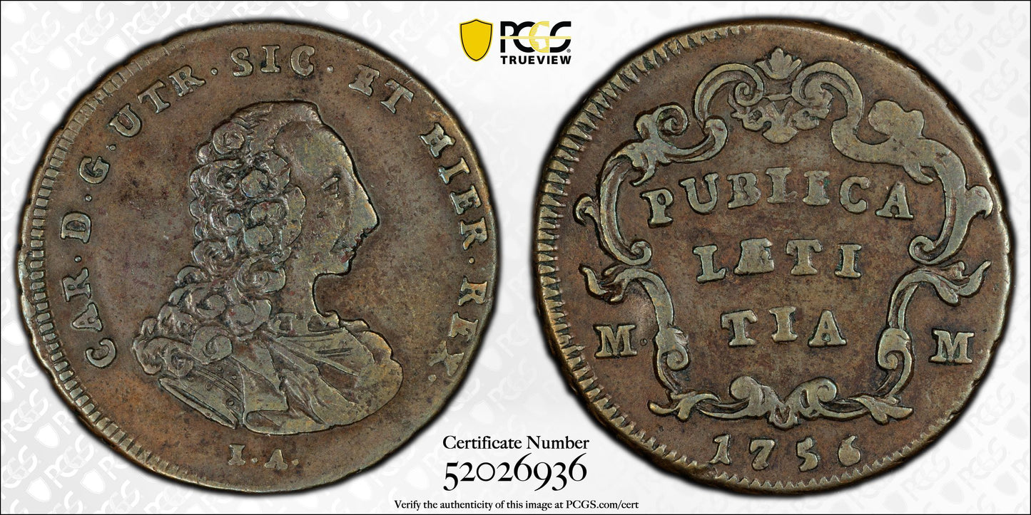 1756 IA Italy-Naples & Sicily 3 Tor PCGS VF35