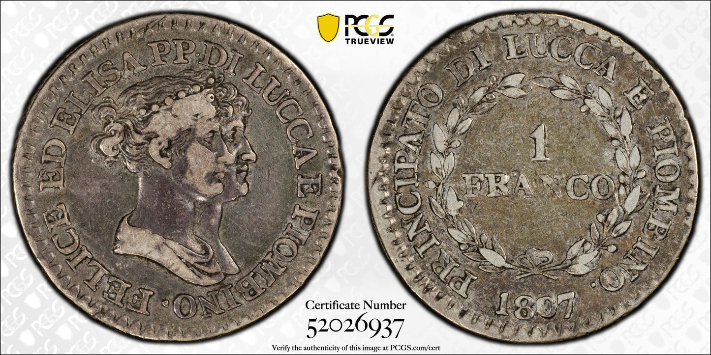 1807 Italy-Lucca Franco PCGS VF35 KM-23