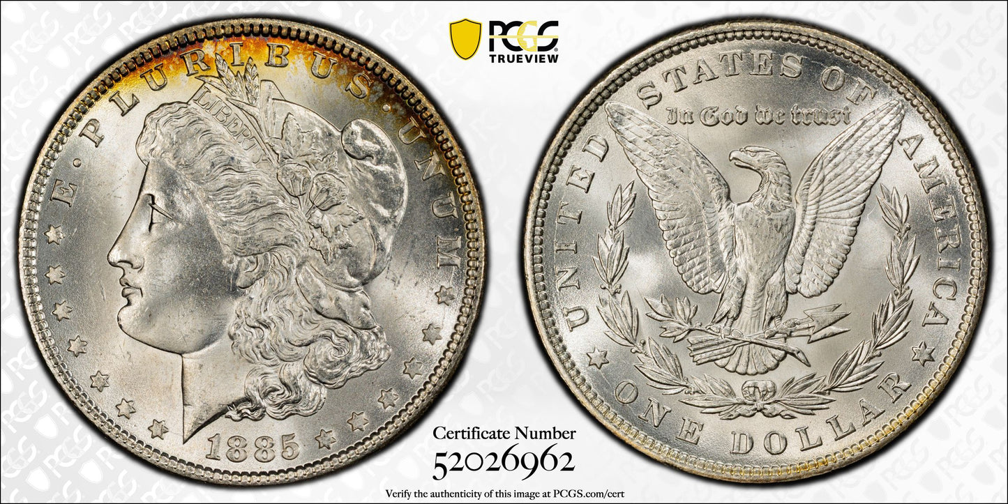 1885 Morgan Dollar $1 PCGS MS65 CAC