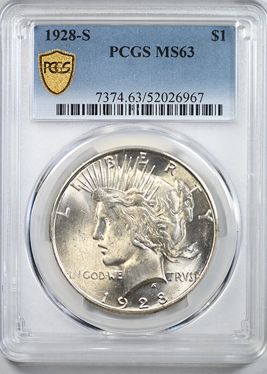 1928-S Peace Dollar $1 PCGS MS63