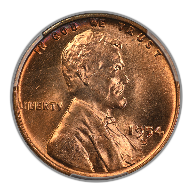 1954-D Lincoln Wheat Cent 1C PCGS MS64RB - TONED!