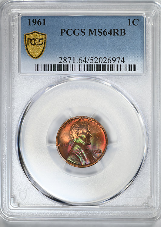 1961 Lincoln Memorial Cent 1C PCGS MS64RB - TONED!