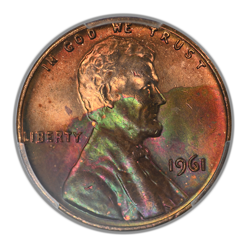 1961 Lincoln Memorial Cent 1C PCGS MS64RB - TONED!
