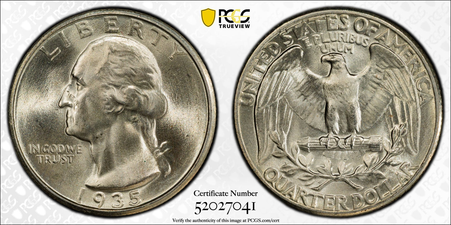 1935 Washington Quarter 25C PCGS MS65