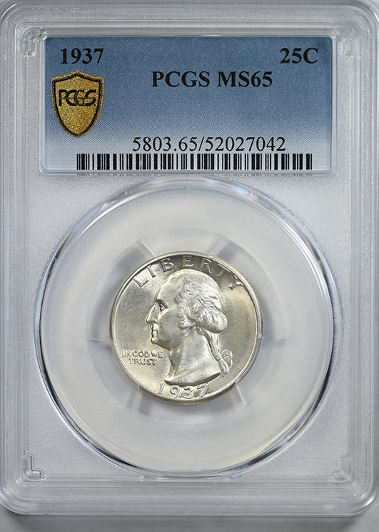 1937 Washington Quarter 25C PCGS MS65