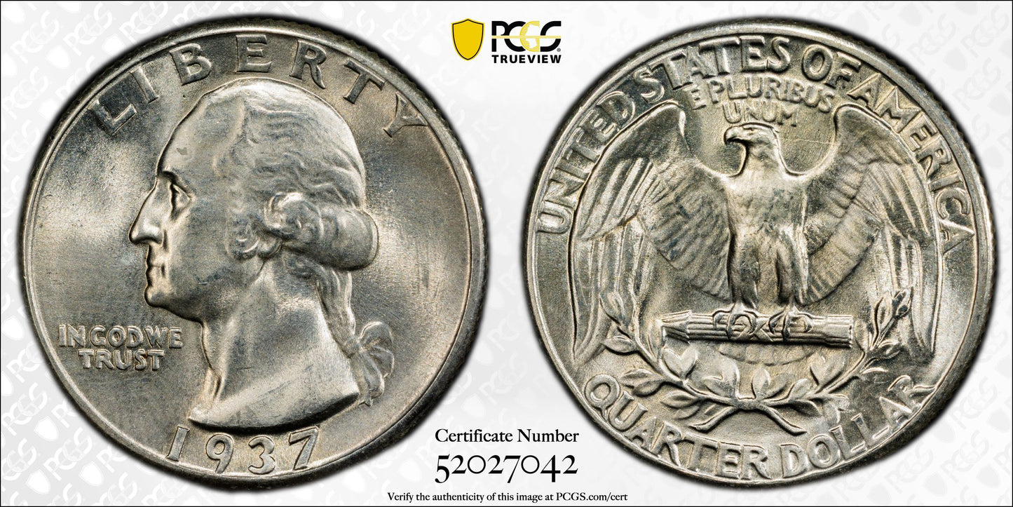 1937 Washington Quarter 25C PCGS MS65