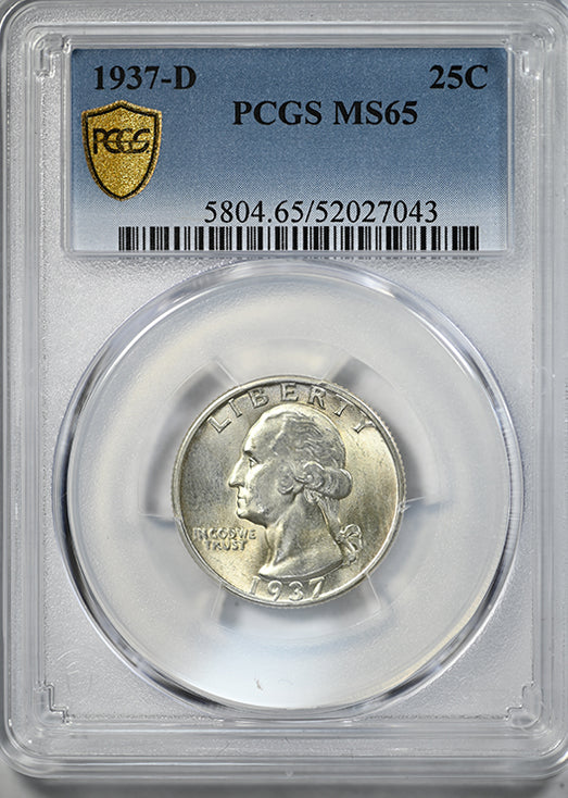 1937-D Washington Quarter 25C PCGS MS65