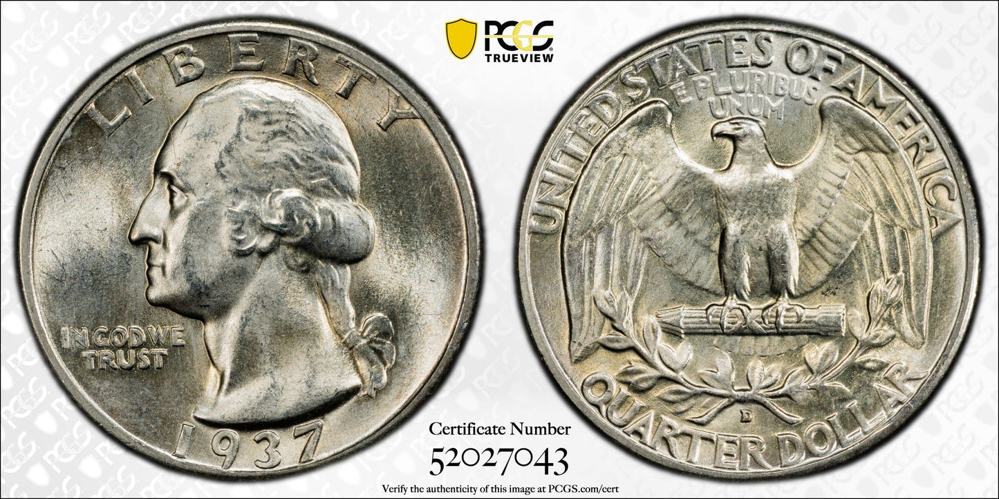 1937-D Washington Quarter 25C PCGS MS65