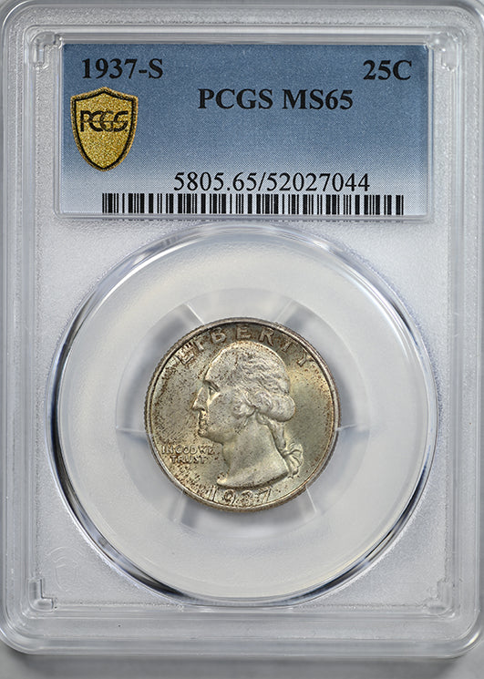 1937-S Washington Quarter 25C PCGS MS65