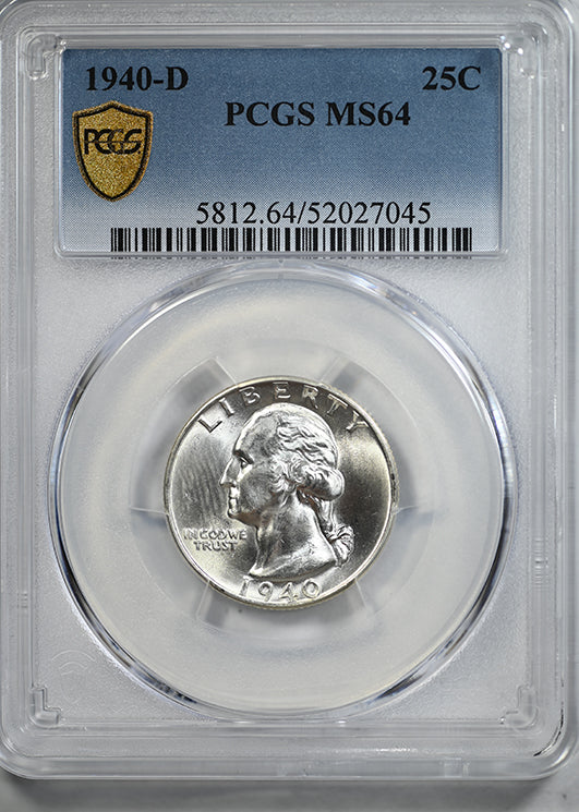 1940-D Washington Quarter 25C PCGS MS64
