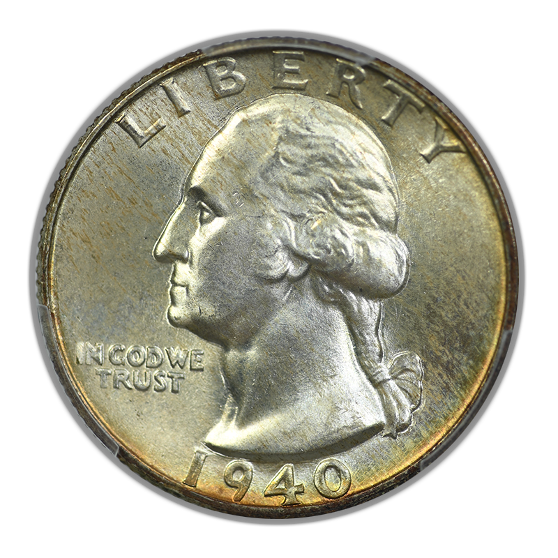 1940 Washington Quarter 25C PCGS MS66