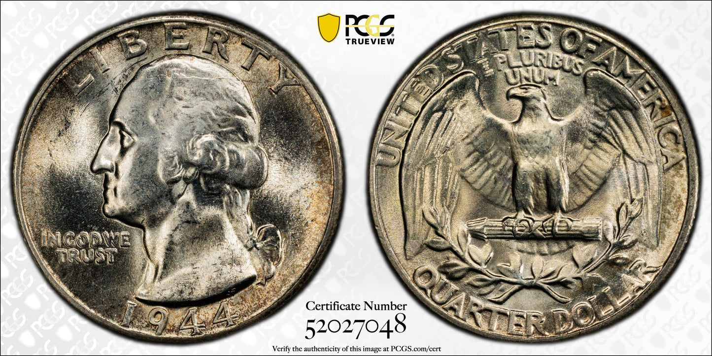 1944 Doubled Die Obverse Washington Quarter 25C PCGS MS64 - DDO, FS-101
