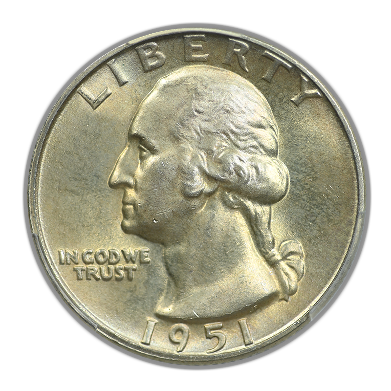 1951-D Doubled Die Obverse Washington Quarter 25C PCGS MS65