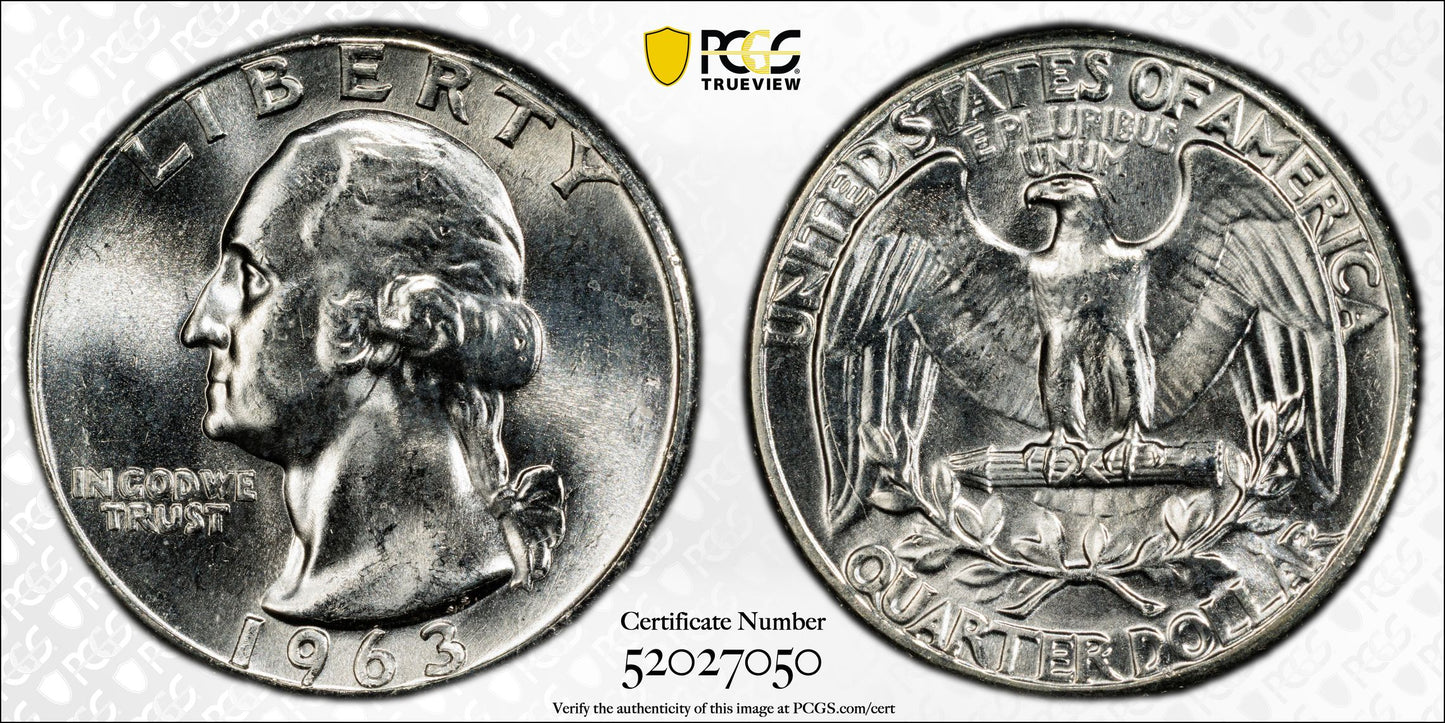 1963 Doubled Die Obverse Washington Quarter 25C PCGS MS64 - DDO, FS-101