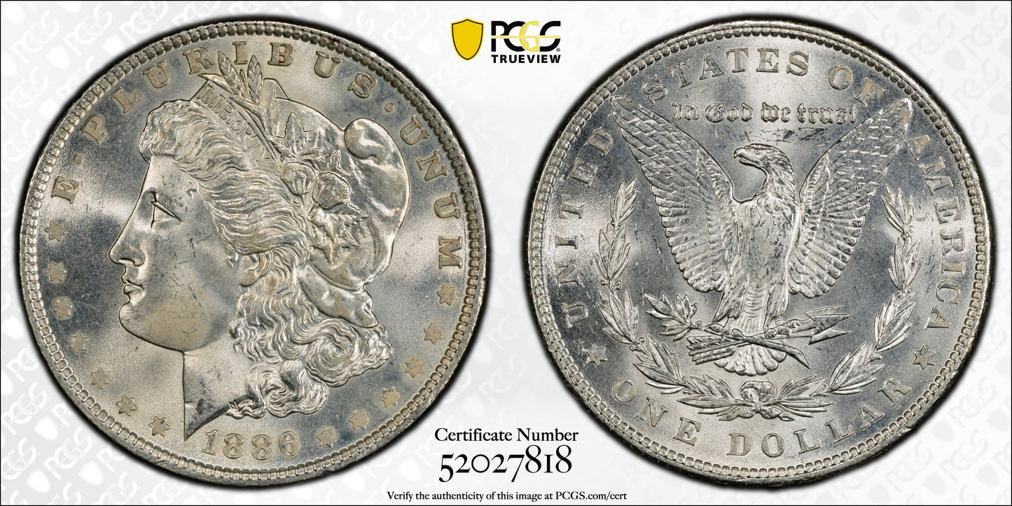 1886 Morgan Dollar $1 PCGS MS65