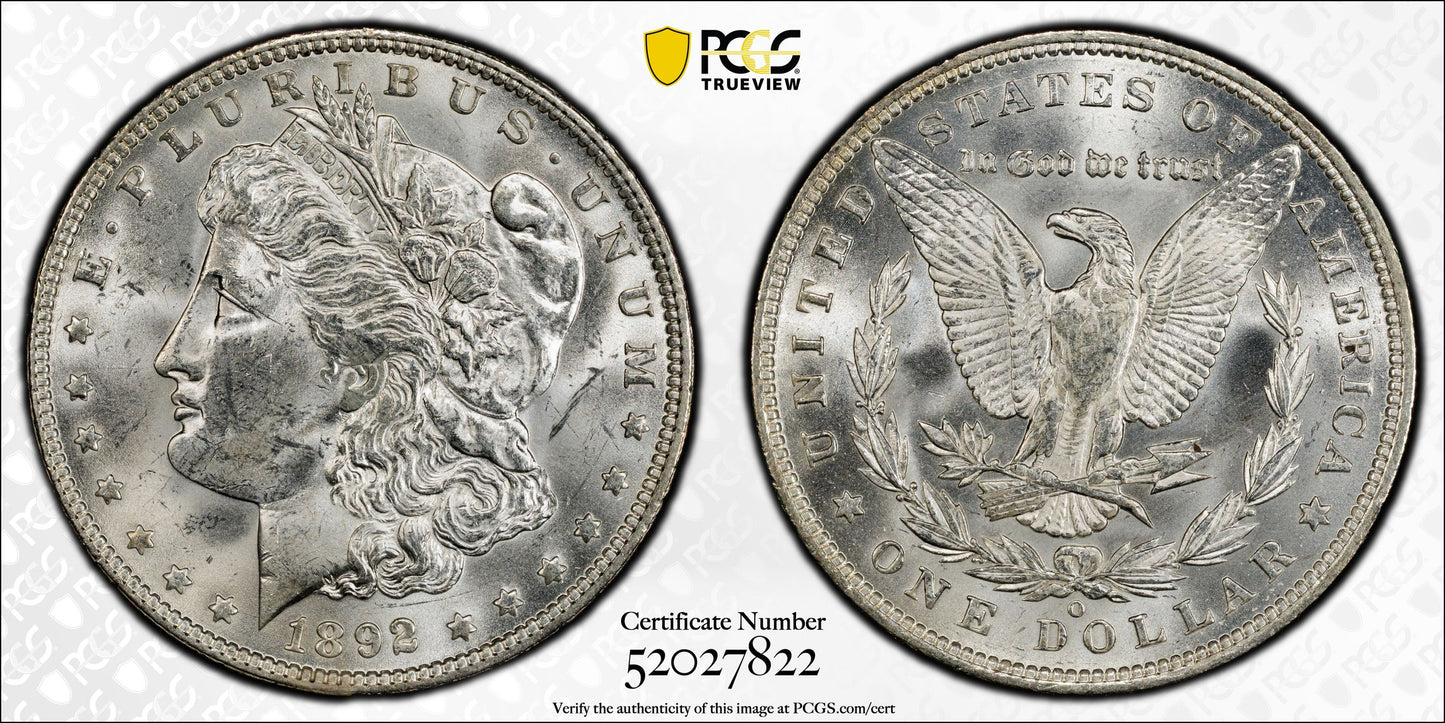 1892-O Morgan Dollar $1 PCGS MS63