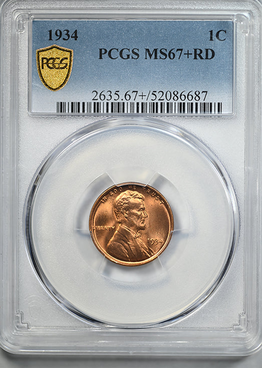 1934 Lincoln Wheat Cent 1C PCGS MS67+RD