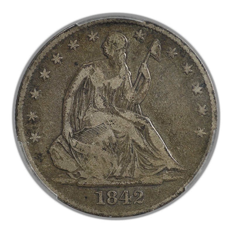 1842-O Liberty Seated Half Dollar 50C PCGS F12 - Medium Date, Reverse of 1842