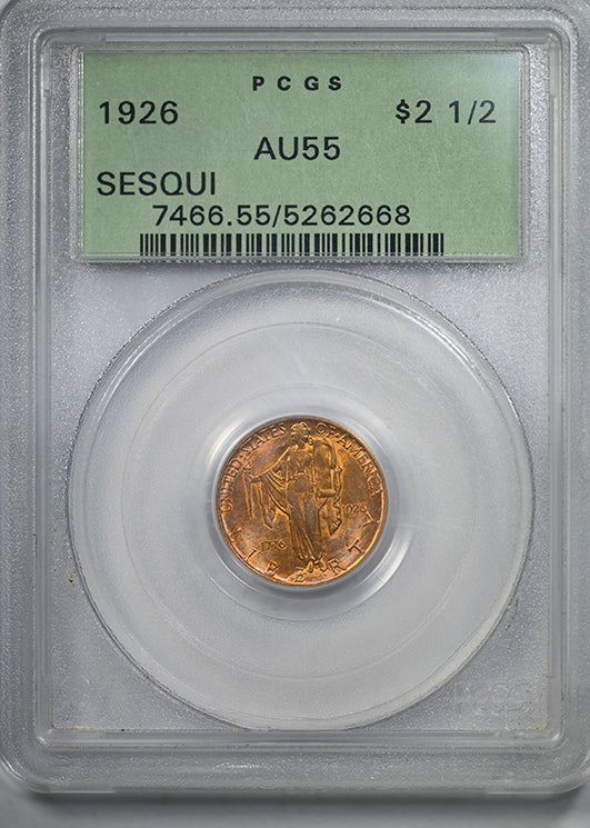 1926 Sesquicentennial Classic Commemorative Gold Quarter Eagle $2.50 PCGS AU55 OGH Obverse Slab