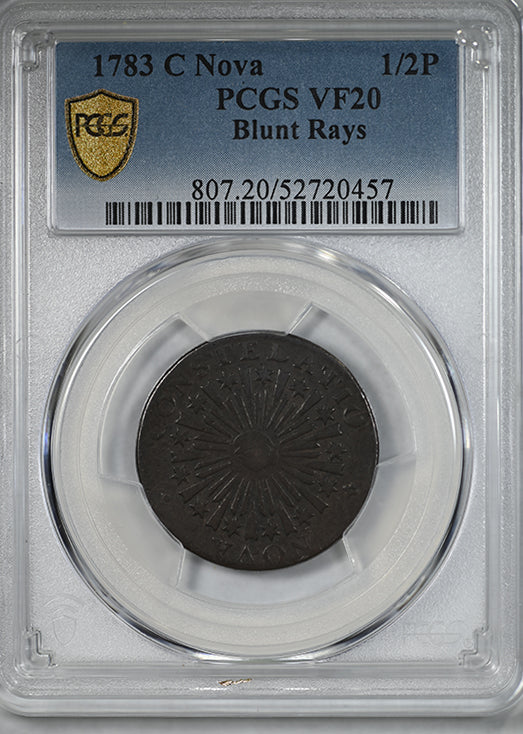 1783 Nova Constellatio Copper Colonial 1/2P Half Penny PCGS VF20 - Blunt Rays