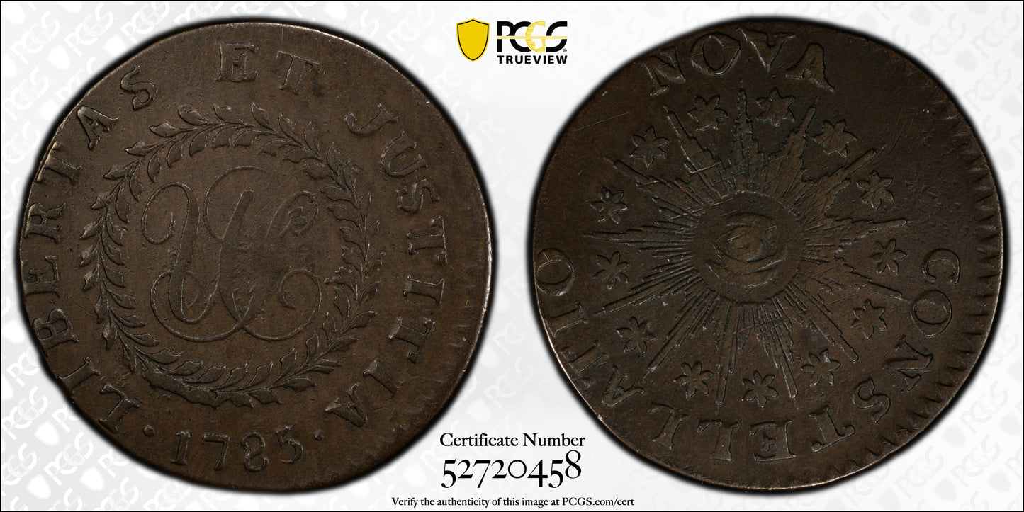 1785 Nova Constellatio Copper Colonial 1/2P Half Penny PCGS VF35 - Pointed Rays