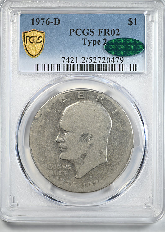 1976-D Type 2 Clad Eisenhower Ike Dollar $1 PCGS FR02 CAC - Lowball