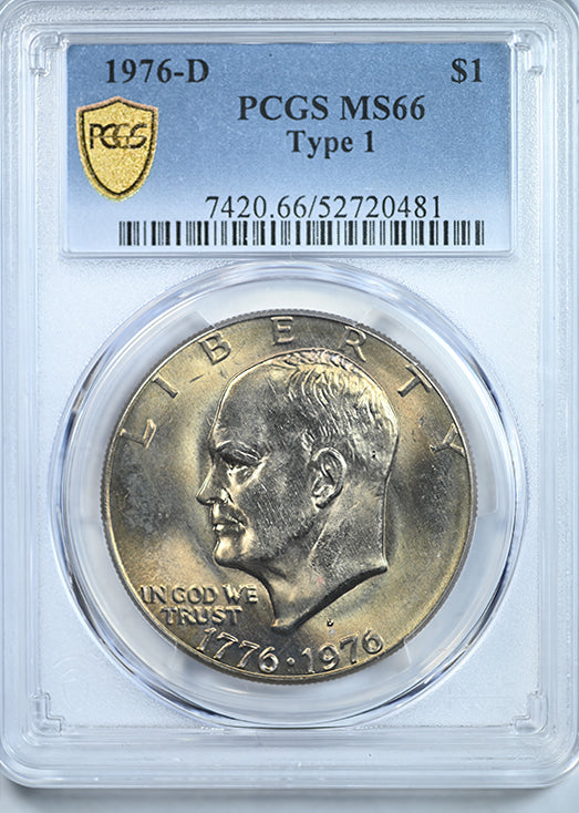 1976-D Type 1 Clad Eisenhower Ike Dollar $1 PCGS MS66