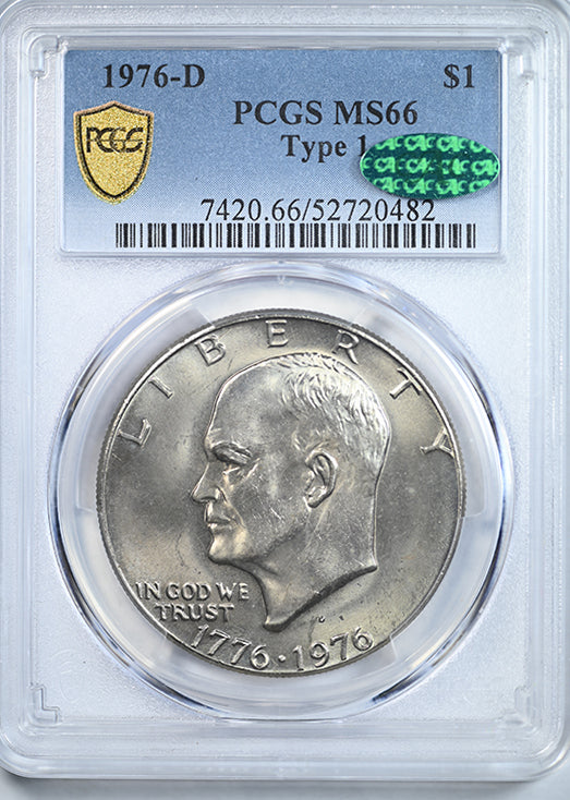 1976-D Type 1 Clad Eisenhower Ike Dollar $1 PCGS MS66 CAC