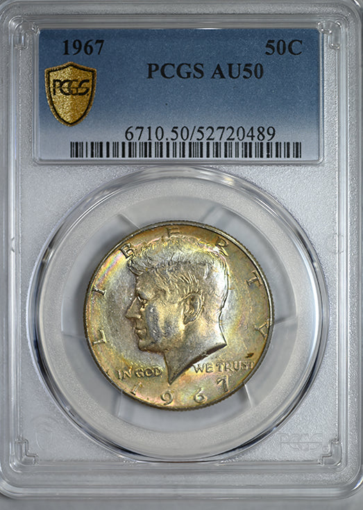 1967 Kennedy Half Dollar 50C PCGS AU50 - TONED!