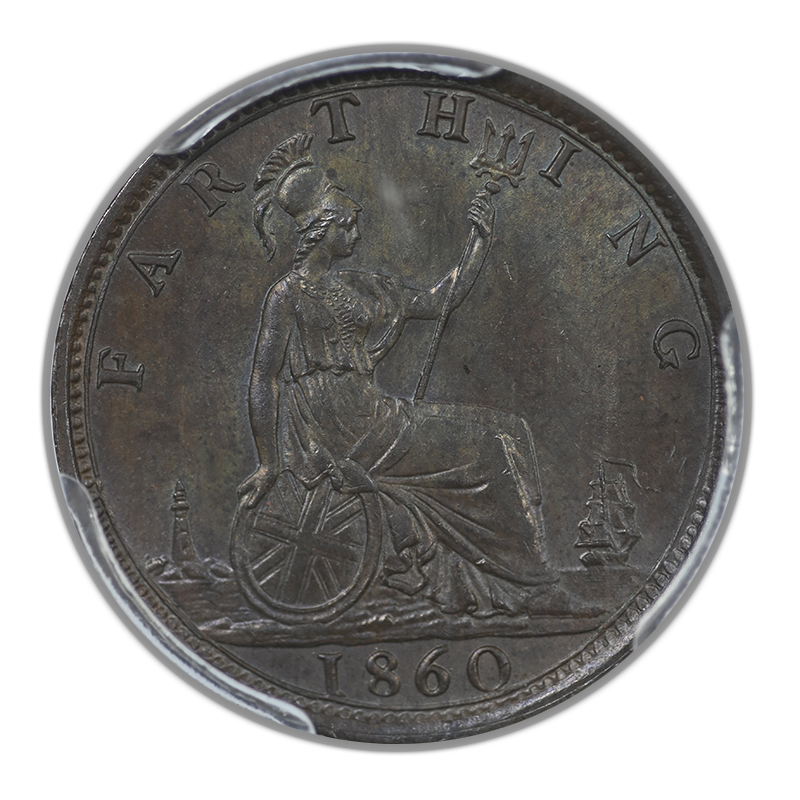 1860 Great Britain 1/4D Farthing PCGS MS64BN S-3958 Toothed Border