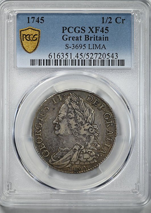 1745 Great Britain 1/2C Half Crown PCGS XF45 S-3695 LIMA