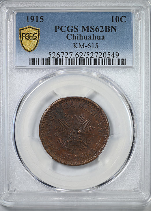 1915 Mexico Chihuahua 5C Centavos PCGS MS62BN KM-615