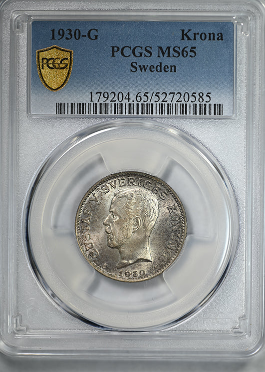 1930-G Sweden Krona PCGS MS65