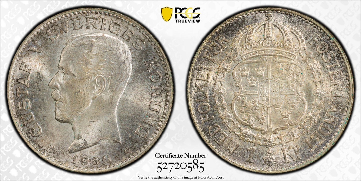 1930-G Sweden Krona PCGS MS65