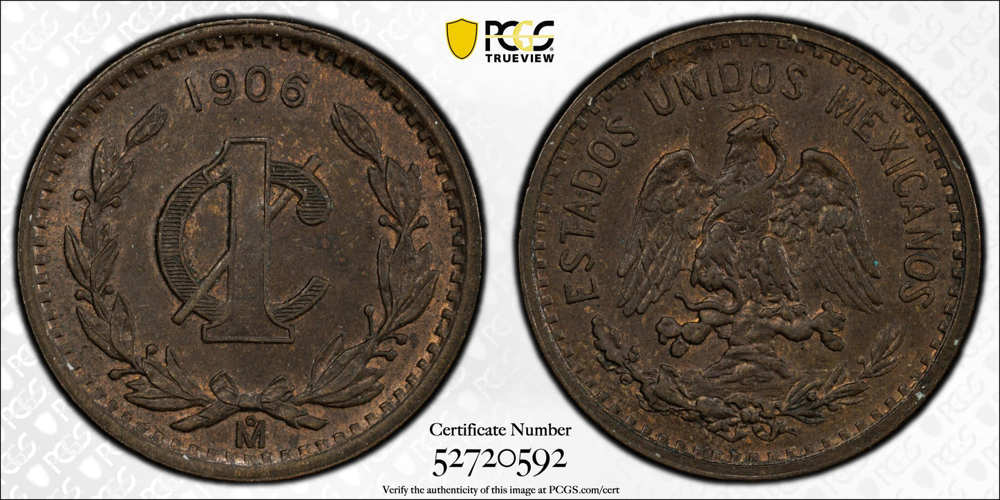 1906-Mo Mexico 1C Centavo PCGS MS62BN - Narrow Date