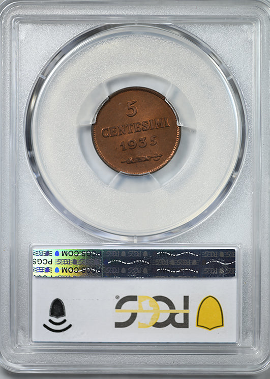 1935-R San Marino 5C Centesimi PCGS MS65RB