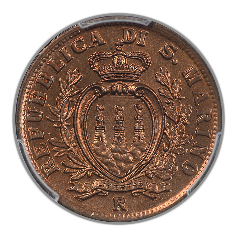 1935-R San Marino 5C Centesimi PCGS MS65RB