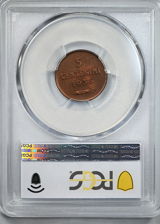 1935-R San Marino 5C Centesimi PCGS MS66RB