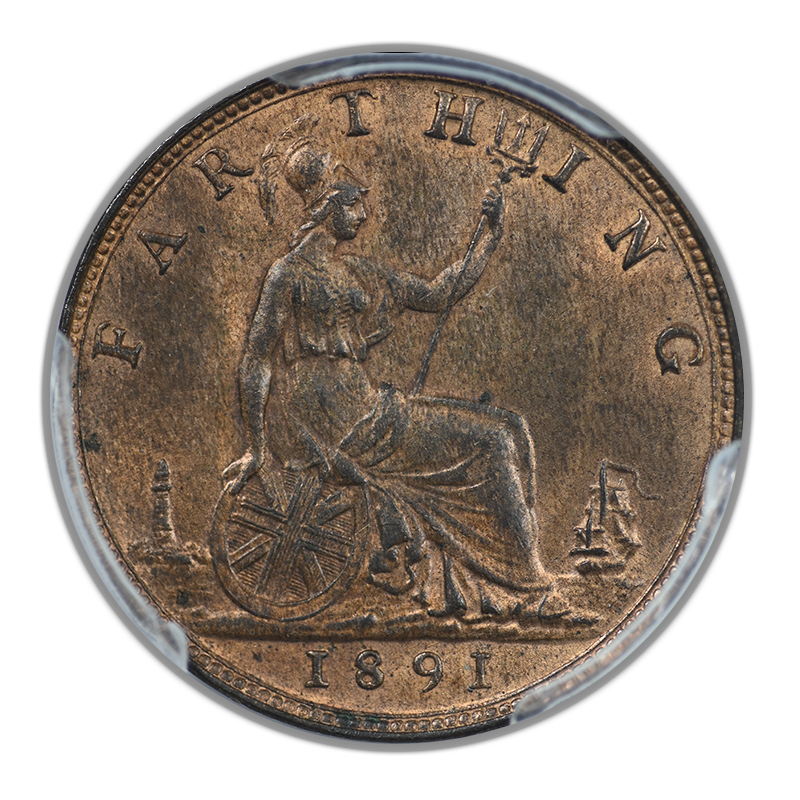 1891 Great Britain 1/4D Farthing PCGS MS64RB S-3958