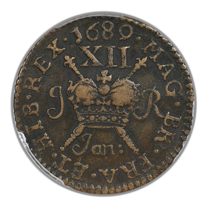 1689 Jan Ireland Shilling PCGS VF35 S-6581G G. Money