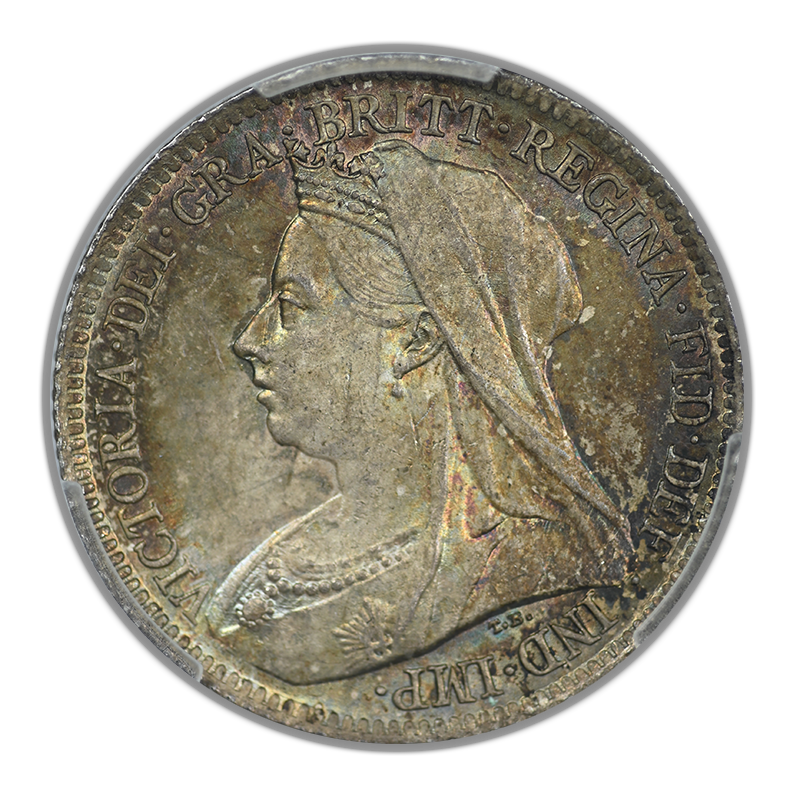 1901 Great Britain 6D Pence Sixpence PCGS MS64 S-3941 - TONED!