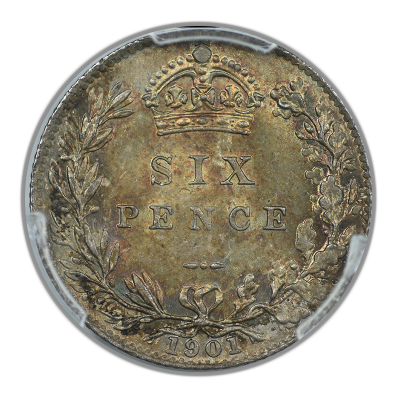 1901 Great Britain 6D Pence Sixpence PCGS MS64 S-3941 - TONED!