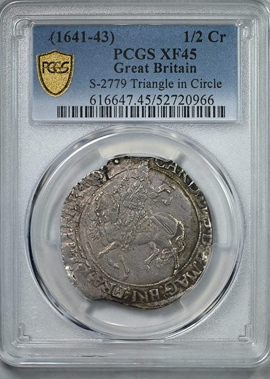 (1641-43) Great Britain 1/2C Half Crown PCGS XF45 S-2779 Triangle in Circle