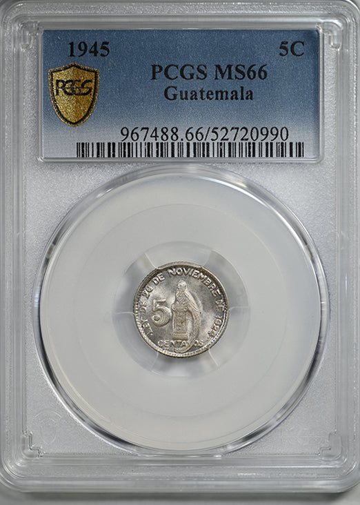 1945 Guatemala 5C Centavos PCGS MS66