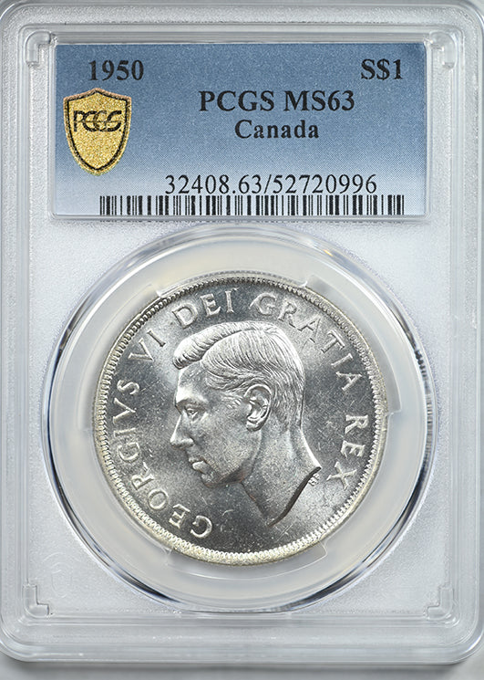 1950 Canada Silver Dollar $1 PCGS MS63