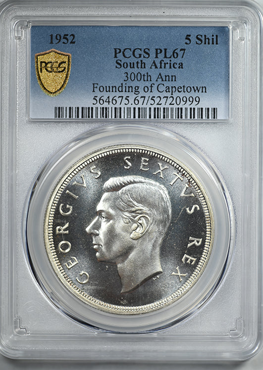 1952 South Africa 5 Shillings PCGS PL67 - 300th Anniversary Founding of Capetown