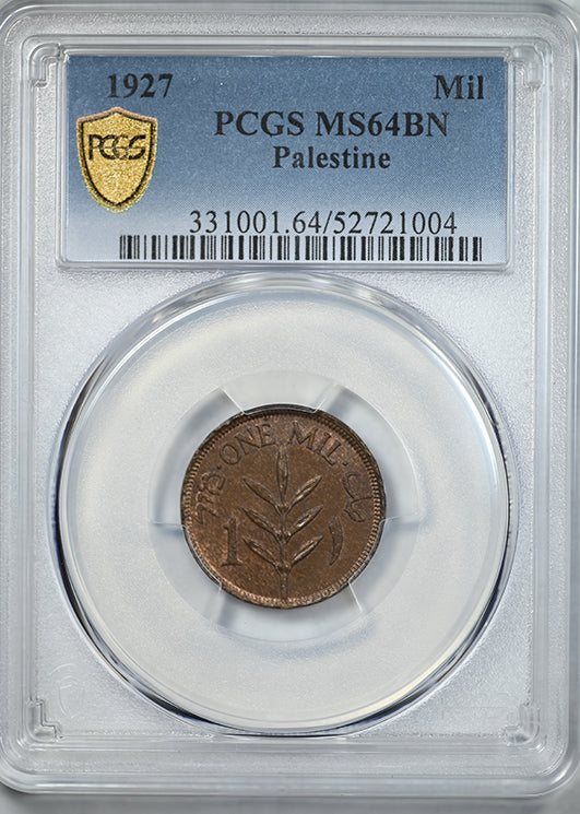 1927 Palestine 1M Mil PCGS MS64BN